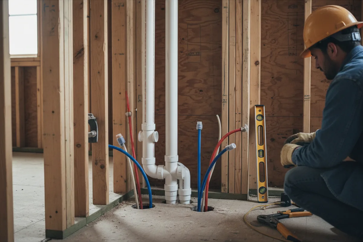Drain and supply rough-in during Drain Cleaning in Fresh Meadows